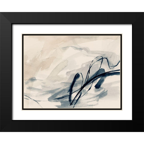 Intuitive Indigo Markings II Black Modern Wood Framed Art Print with Double Matting by Barnes, Victoria