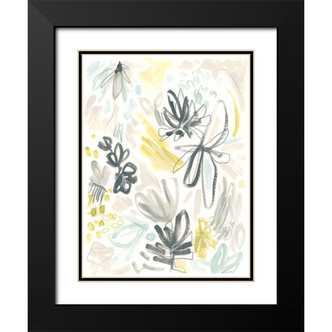 Brush Bloom Jumble II Black Modern Wood Framed Art Print with Double Matting by Vess, June Erica
