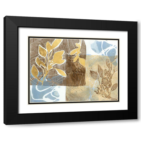 Embellished Leaf Inclusion I Black Modern Wood Framed Art Print with Double Matting by Goldberger, Jennifer