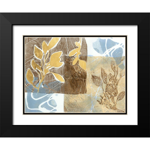 Embellished Leaf Inclusion I Black Modern Wood Framed Art Print with Double Matting by Goldberger, Jennifer