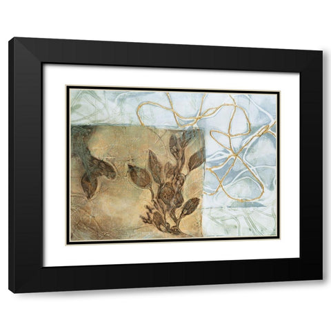 Embellished Leaf Inclusion V Black Modern Wood Framed Art Print with Double Matting by Goldberger, Jennifer