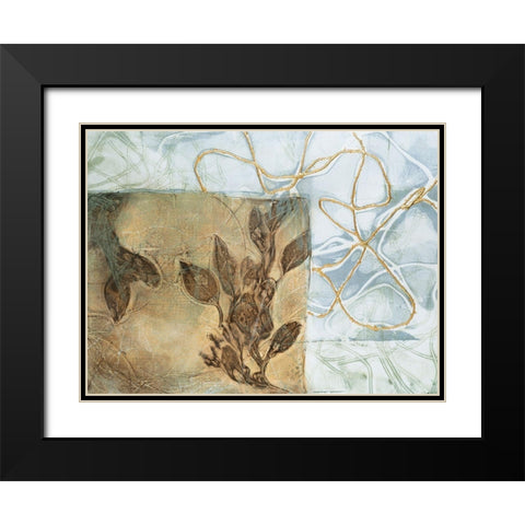 Embellished Leaf Inclusion V Black Modern Wood Framed Art Print with Double Matting by Goldberger, Jennifer