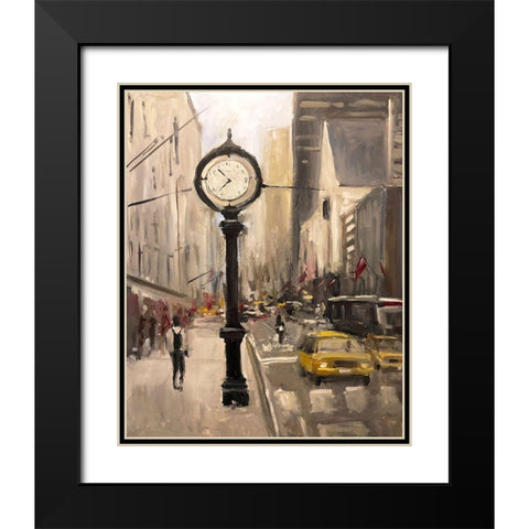 City Time Black Modern Wood Framed Art Print with Double Matting by Stevens, Allayn