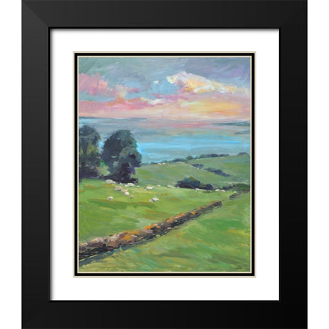 Fields of Green Black Modern Wood Framed Art Print with Double Matting by Stevens, Allayn