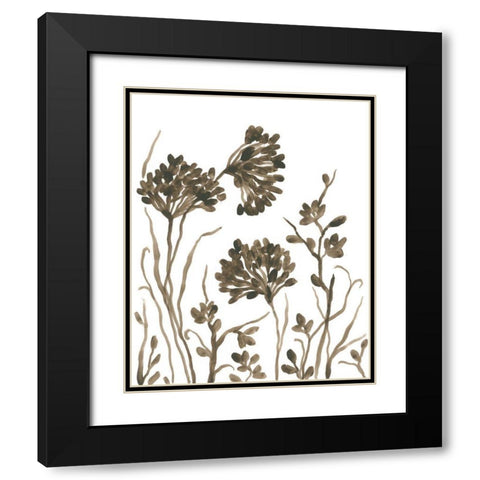 Sepia Petal Silhouettes I Black Modern Wood Framed Art Print with Double Matting by Vess, June Erica