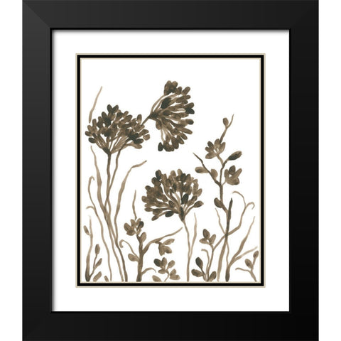 Sepia Petal Silhouettes I Black Modern Wood Framed Art Print with Double Matting by Vess, June Erica