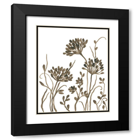 Sepia Petal Silhouettes II Black Modern Wood Framed Art Print with Double Matting by Vess, June Erica