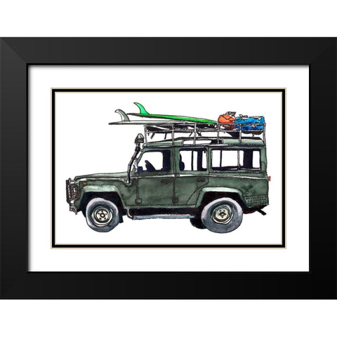 Surf Jeep Black Modern Wood Framed Art Print with Double Matting by McCreery, Paul