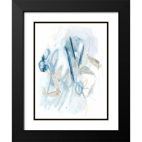 Blue Scribe II Black Modern Wood Framed Art Print with Double Matting by Vess, June Erica