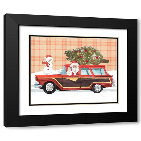 Santa on Wheels I Black Modern Wood Framed Art Print with Double Matting by Warren, Annie