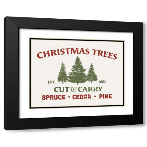 Christmas Farm Sign I Black Modern Wood Framed Art Print with Double Matting by Barnes, Victoria