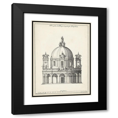 Prospepettiva del Tempio Black Modern Wood Framed Art Print with Double Matting by Fontana, Carlo