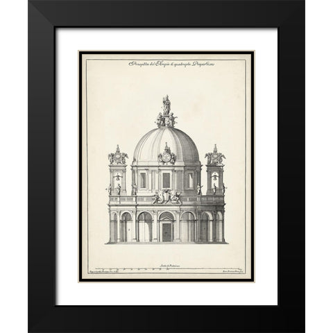 Prospepettiva del Tempio Black Modern Wood Framed Art Print with Double Matting by Fontana, Carlo