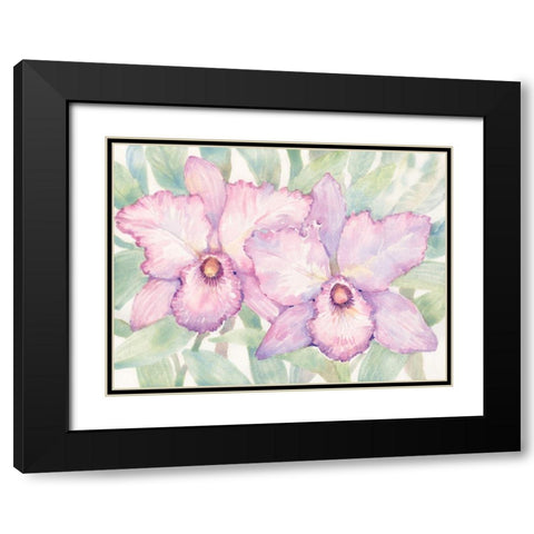 Tropical Orchid Watercolor I Black Modern Wood Framed Art Print with Double Matting by OToole, Tim