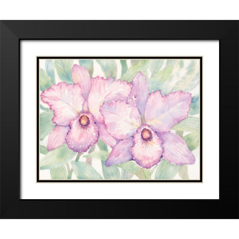 Tropical Orchid Watercolor I Black Modern Wood Framed Art Print with Double Matting by OToole, Tim