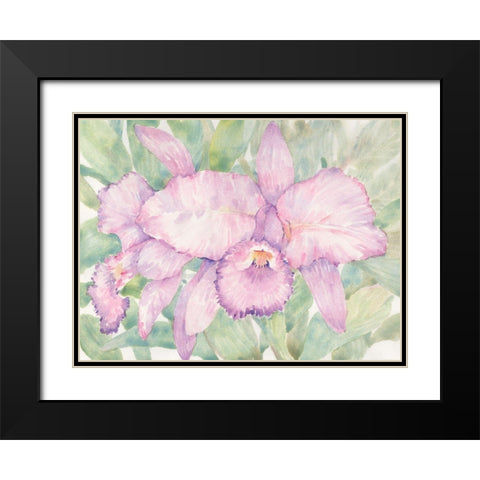 Tropical Orchid Watercolor II Black Modern Wood Framed Art Print with Double Matting by OToole, Tim