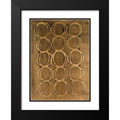 Concentric Metallic in Gold Black Modern Wood Framed Art Print with Double Matting by Willett, Michael