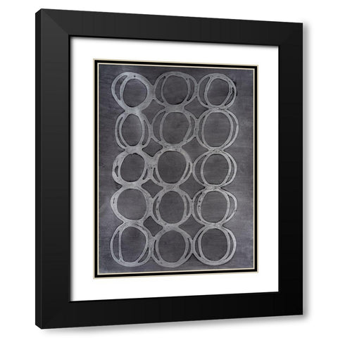 Concentric Metallic in Silver Black Modern Wood Framed Art Print with Double Matting by Willett, Michael