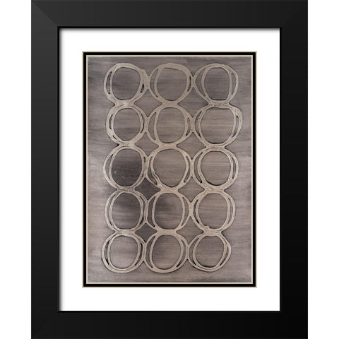 Concentric Metallic in Aged Silver Black Modern Wood Framed Art Print with Double Matting by Willett, Michael