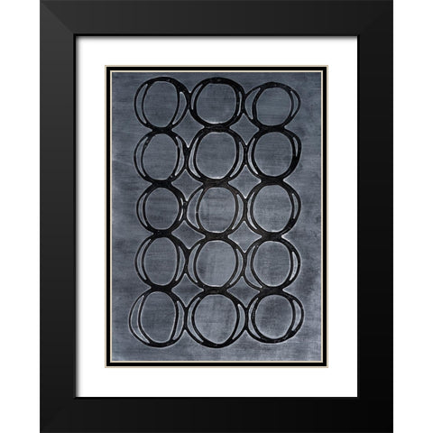 Concentric Metallic in Black Pearl Black Modern Wood Framed Art Print with Double Matting by Willett, Michael
