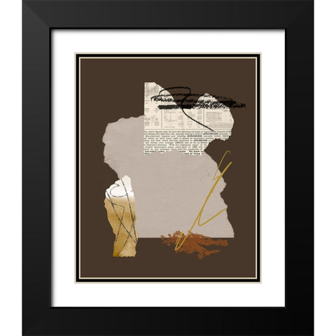 Paper Collage I Black Modern Wood Framed Art Print with Double Matting by Wang, Melissa