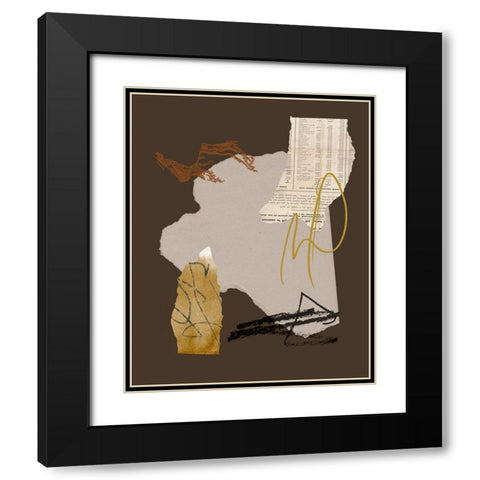 Paper Collage III Black Modern Wood Framed Art Print with Double Matting by Wang, Melissa