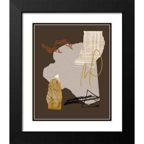 Paper Collage III Black Modern Wood Framed Art Print with Double Matting by Wang, Melissa