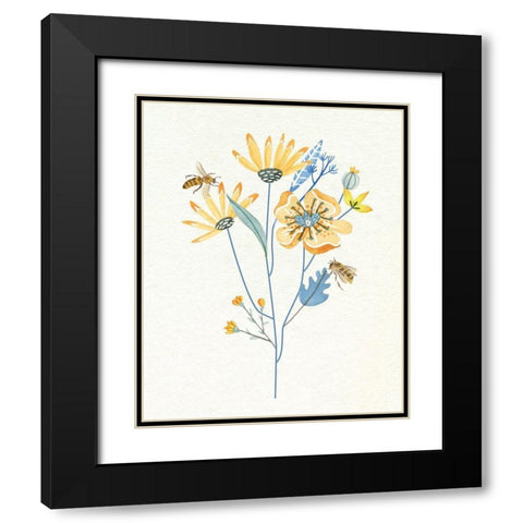 Honey Bees I Black Modern Wood Framed Art Print with Double Matting by Wang, Melissa