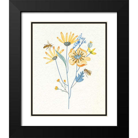 Honey Bees I Black Modern Wood Framed Art Print with Double Matting by Wang, Melissa