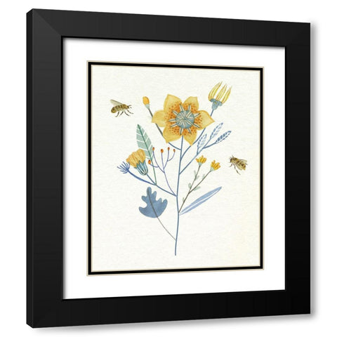 Honey Bees II Black Modern Wood Framed Art Print with Double Matting by Wang, Melissa