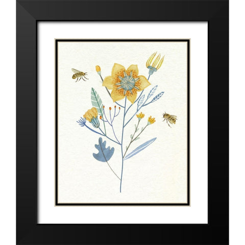 Honey Bees II Black Modern Wood Framed Art Print with Double Matting by Wang, Melissa