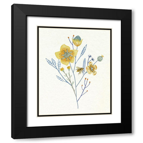 Honey Bees III Black Modern Wood Framed Art Print with Double Matting by Wang, Melissa