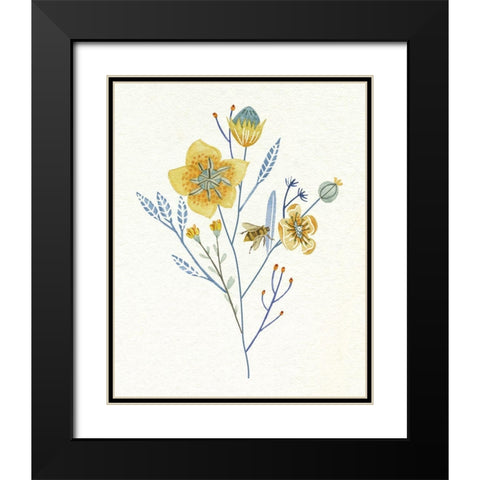 Honey Bees III Black Modern Wood Framed Art Print with Double Matting by Wang, Melissa