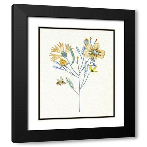 Honey Bees V Black Modern Wood Framed Art Print with Double Matting by Wang, Melissa