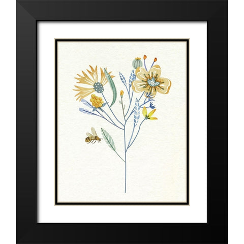 Honey Bees V Black Modern Wood Framed Art Print with Double Matting by Wang, Melissa