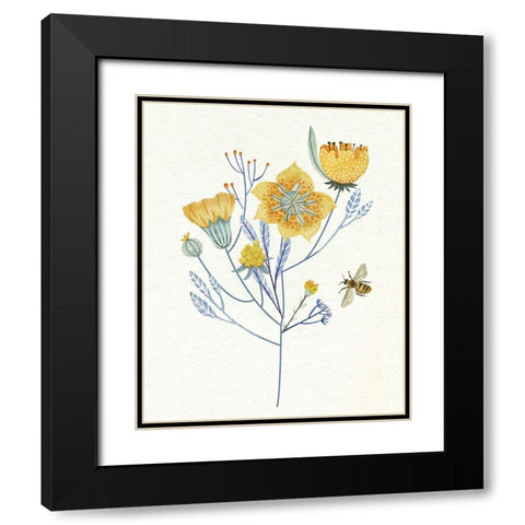 Honey Bees VI Black Modern Wood Framed Art Print with Double Matting by Wang, Melissa