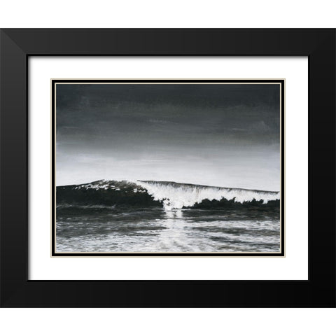 Black And White Waves I Black Modern Wood Framed Art Print with Double Matting by Willett, Michael