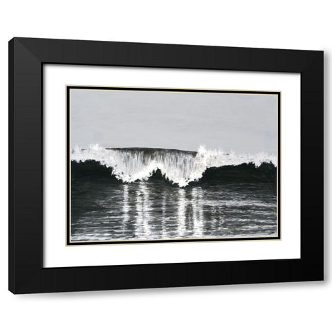 Black And White Waves II Black Modern Wood Framed Art Print with Double Matting by Willett, Michael