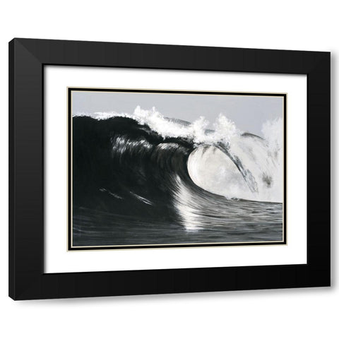 Black And White Waves III Black Modern Wood Framed Art Print with Double Matting by Willett, Michael