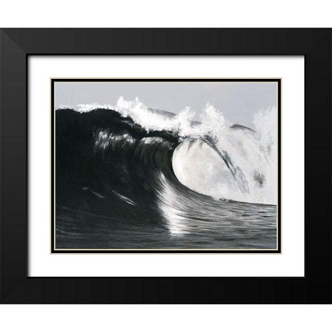 Black And White Waves III Black Modern Wood Framed Art Print with Double Matting by Willett, Michael