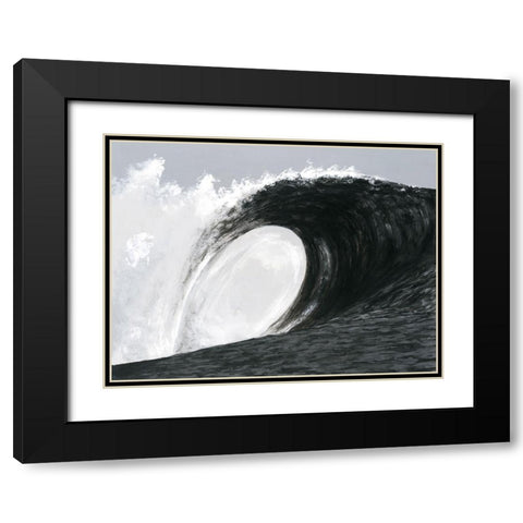 Black And White Waves IV Black Modern Wood Framed Art Print with Double Matting by Willett, Michael