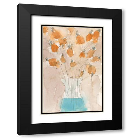 Poppy Vase I Black Modern Wood Framed Art Print with Double Matting by Dixon, Samuel