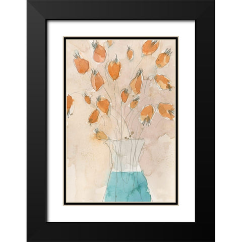 Poppy Vase II Black Modern Wood Framed Art Print with Double Matting by Dixon, Samuel