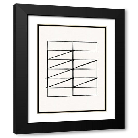 Abstract Ink Grid I Black Modern Wood Framed Art Print with Double Matting by Green, Jacob