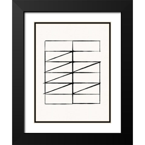 Abstract Ink Grid I Black Modern Wood Framed Art Print with Double Matting by Green, Jacob