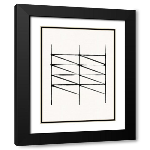 Abstract Ink Grid II Black Modern Wood Framed Art Print with Double Matting by Green, Jacob