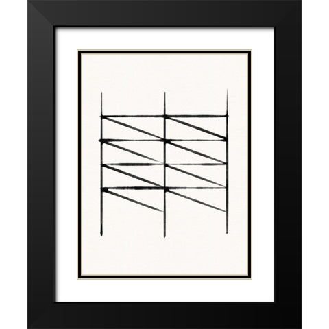 Abstract Ink Grid II Black Modern Wood Framed Art Print with Double Matting by Green, Jacob