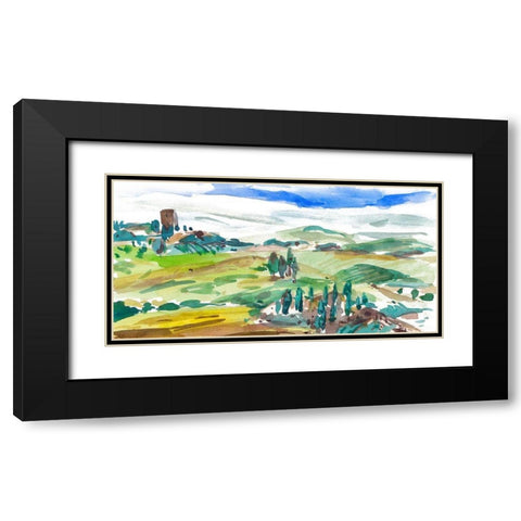 Vibrant Tuscan Landscape I Black Modern Wood Framed Art Print with Double Matting by Wang, Melissa