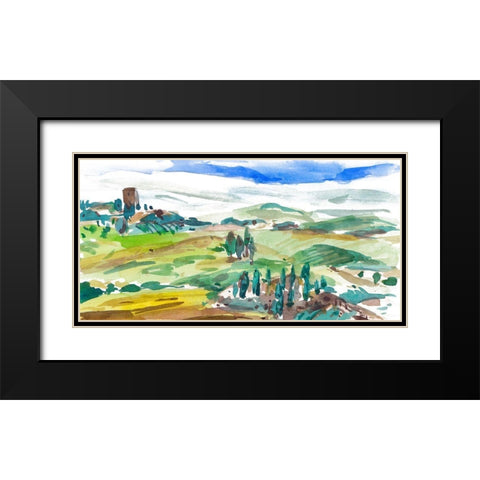 Vibrant Tuscan Landscape I Black Modern Wood Framed Art Print with Double Matting by Wang, Melissa