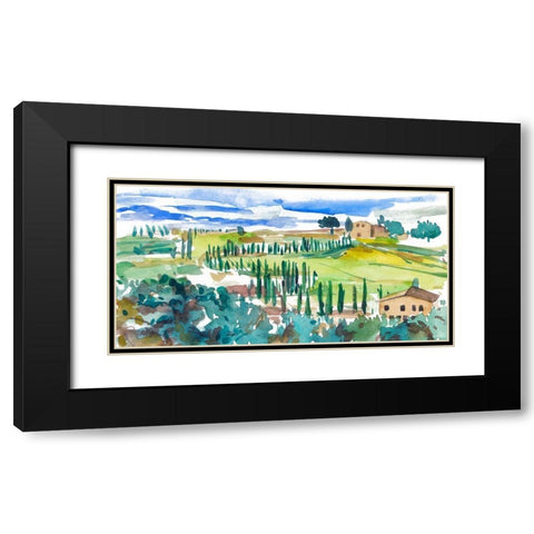 Vibrant Tuscan Landscape II Black Modern Wood Framed Art Print with Double Matting by Wang, Melissa